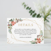 Details van het Rode Poinsettia Floral Winter Wedd Informatiekaartje (Staand voorkant)