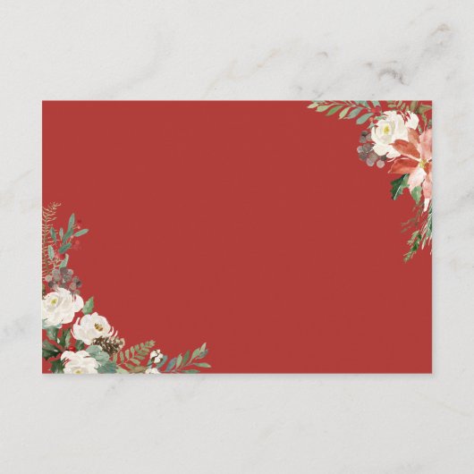 Details van het Rode Poinsettia Floral Winter Wedd Informatiekaartje (Achterkant)