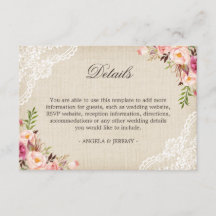 Details van het Rustic Floral Lace Burlap