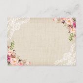 Details van het Rustic Floral Lace Burlap Informatiekaartje (Achterkant)