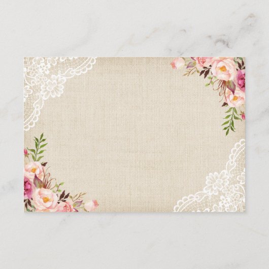 Details van het Rustic Floral Lace Burlap Informatiekaartje (Achterkant)