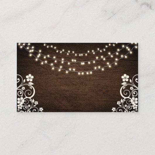 Details van het Rustic Woodsy Lights Wood Weddensc Informatiekaartje (Achterkant)