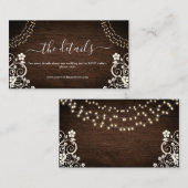 Details van het Rustic Woodsy Lights Wood Weddensc Informatiekaartje (Voorkant / Achterkant)