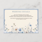 Details van het Stusty Blue Boho Wildflower Weddin Informatiekaartje (Voorkant)