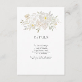 Details van het Wit-Waterverf Peonies Weddenschap Informatiekaartje