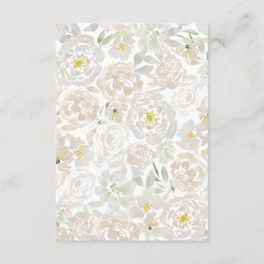 Details van het Wit-Waterverf Peonies Weddenschap Informatiekaartje (Achterkant)