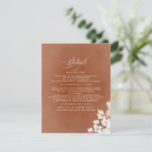 Details van het witte en Terracotta-huwelijk Informatiekaartje (Staand voorkant)