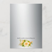 Details van het zilveren en gele huwelijk informatiekaartje (Achterkant)