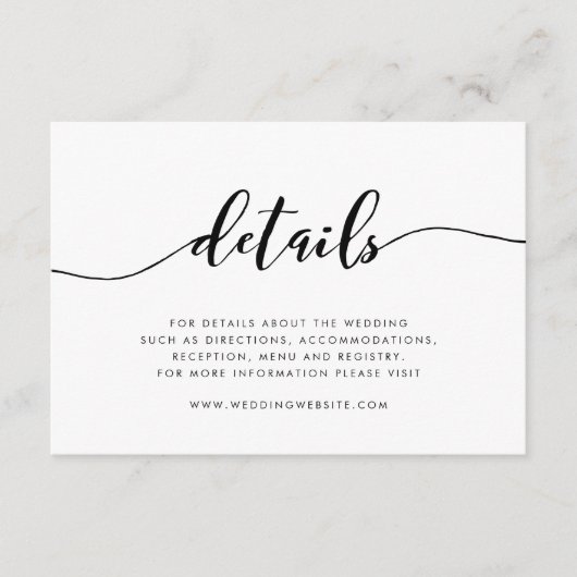 Details van het zwarte en witte Relax Manuscript Informatiekaartje (Voorkant)