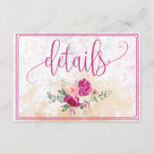 Details van hot-roze kleurenplasma-huwelijk informatiekaartje (Voorkant)