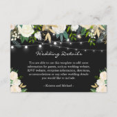 Details van Ivory Cream Floral String Lights Wedde Informatiekaartje (Voorkant)