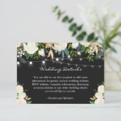 Details van Ivory Cream Floral String Lights Wedde Informatiekaartje (Staand voorkant)