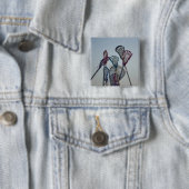 Details van Lacrosse game Vierkante Button 5,1 Cm (In situ)