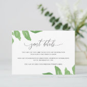 Details van Lush Greenery en Blooms Wedding Guest Informatiekaartje (Staand voorkant)