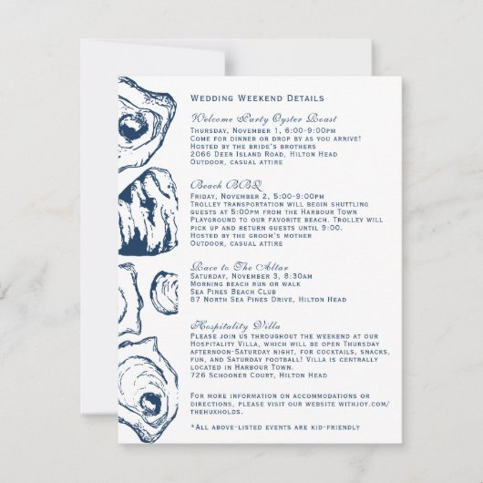 Details van Oester Bruiloft Kaart (Voorkant)