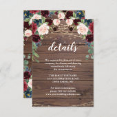 Details van rustieke hout Marsala bruiloftsrecepti Kaart (Voorkant / Achterkant)