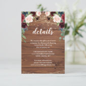 Details van rustieke hout Marsala-huwelijksrecepti Kaart (Staand voorkant)