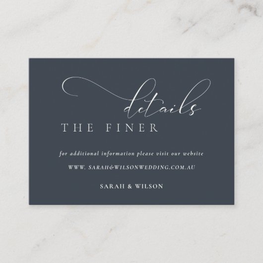 Details van Simple Script Black Navy Weduwen Websi Informatiekaartje (Voorkant)