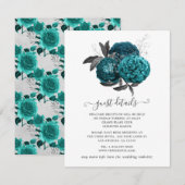 Details van Turquoise, Black en Silver Floral Gues Informatiekaartje (Voorkant / Achterkant)