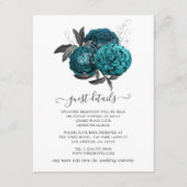 Details van Turquoise, Black en Silver Floral Gues Informatiekaartje (Voorkant)