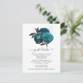 Details van Turquoise, Black en Silver Floral Gues Informatiekaartje (Staand voorkant)