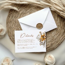 Details van Wilde Bloem Boho Bruiloft Informatiekaartje