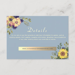 Details van wilde bloemen botanische bruiloft informatiekaartje