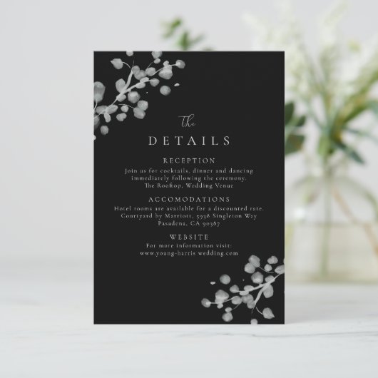 Details van zwarte lak bedankkaart (Staand voorkant)