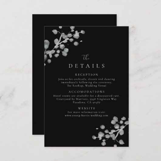 Details van zwarte lak bedankkaart (Voorkant / Achterkant)