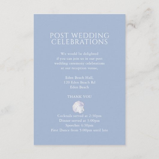 Details veranderingen hart schelpen strand blauwe  informatiekaartje (Achterkant)