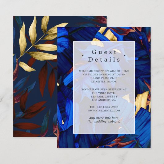 Details voor Exotische Bos Bruiloftsgasten Informatiekaartje (Voorkant / Achterkant)