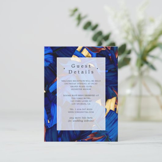 Details voor Exotische Bos Bruiloftsgasten Informatiekaartje (Staand voorkant)