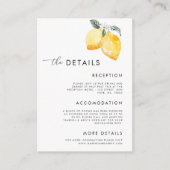 Details waterverf Lemons Script Summer Weddenschap Informatiekaartje (Voorkant)