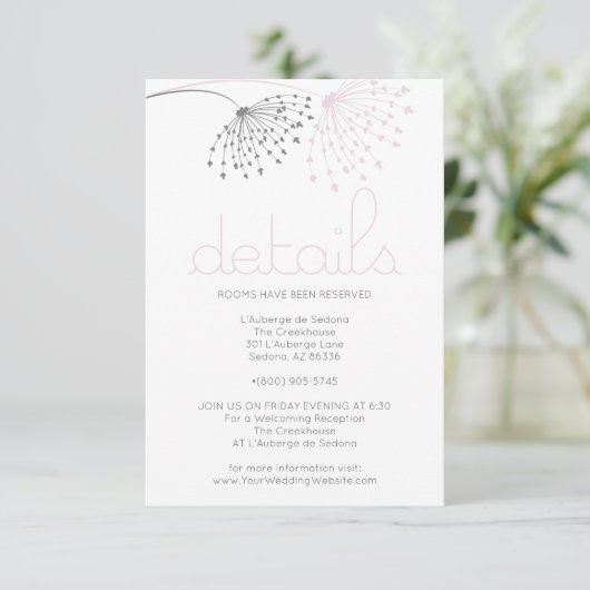 DETAILS | Whimsical Blush Pink Doodle Flowers Kaart (Staand voorkant)