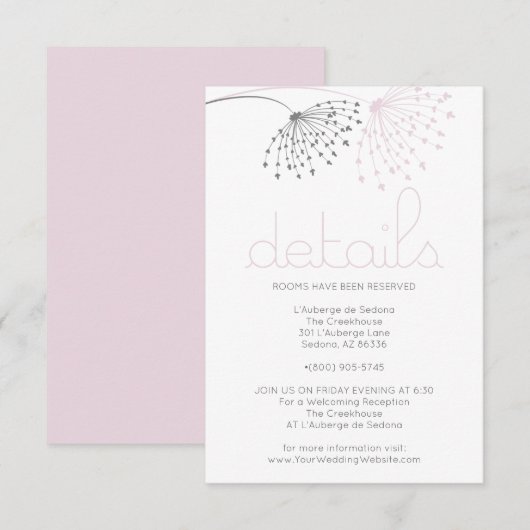 DETAILS | Whimsical Blush Pink Doodle Flowers Kaart (Voorkant / Achterkant)