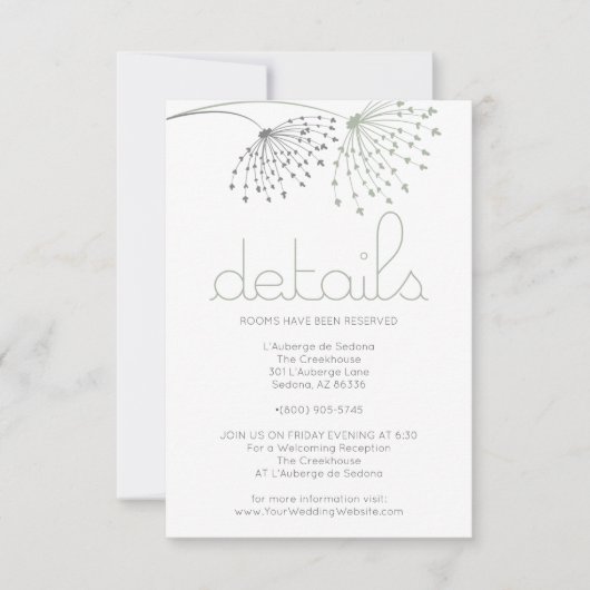 DETAILS | Whimsical Sage Green Doodle Flowers Kaart (Voorkant)