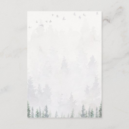 Details winterbosbruiloft informatiekaartje (Achterkant)