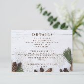 Details winterPinecone en Snowflakes Weddenschap Informatiekaartje (Staand voorkant)