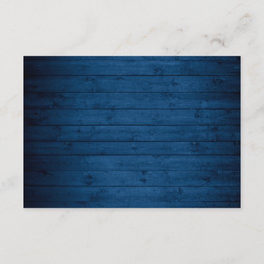 Details witte rozen blauwe hout lantaarns bruiloft informatiekaartje (Achterkant)