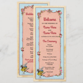 Details Wonderland Rabbit Floral Wedding Programme Kaart
