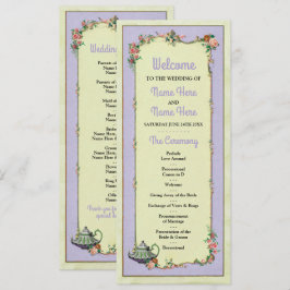 Details Wonderland Teapot Floral Wedding Programme Kaart