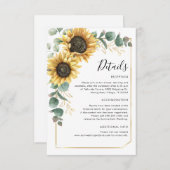 Details zonnebloem Eucalyptus Floral Wedding Informatiekaartje (Voorkant / Achterkant)