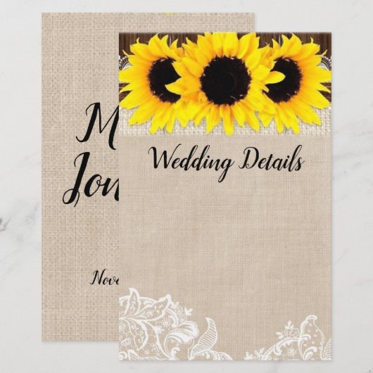 Details zonnebloem Kaart (Voorkant / Achterkant)