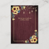 Details zonnebloem Navy Blue Burgundy Wood Floral Informatiekaartje (Achterkant)