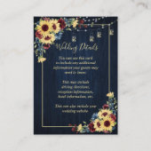 Details zonnebloem Navy Blue Burgundy Wood Floral Informatiekaartje (Voorkant)