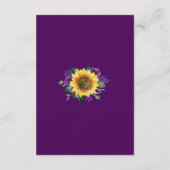Details zonnebloem Paarse Floral Geometric Weddens Informatiekaartje (Achterkant)