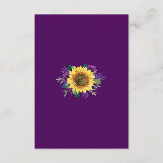 Details zonnebloem Paarse Floral Geometric Weddens Informatiekaartje (Achterkant)