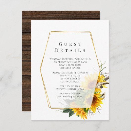 Details zonnebloem Rustige geometrische gast Informatiekaartje (Voorkant / Achterkant)