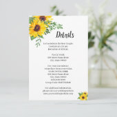 Details zonnebloemen Vrijgezellenfeest bruiloft Informatiekaartje (Staand voorkant)