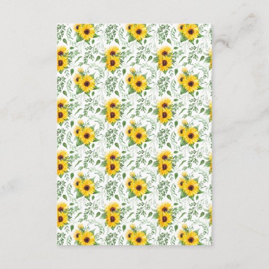 Details zonnebloemen Vrijgezellenfeest bruiloft Informatiekaartje (Achterkant)